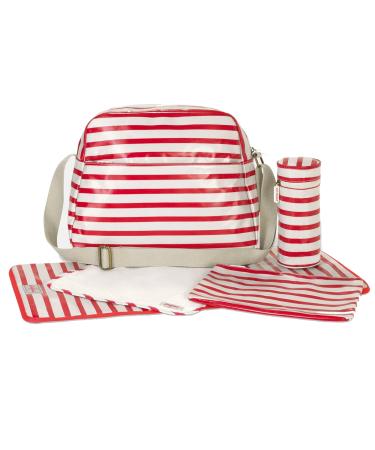 Cath Kidston - Large Nappy Changing Bag Breton Stripe Zip Red (862530)
