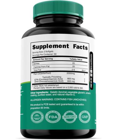 grow vitamin OmegaVita Fish Oil : 800 mg EPA 600 mg DHA Omega 3 Supplement for Heart, Brain & Immune Support, Absorbable Triple Strength Fish Oil Supplement - 2000 mg Per Serving, 30 Day Supply - Buy Online on GoSupps.com