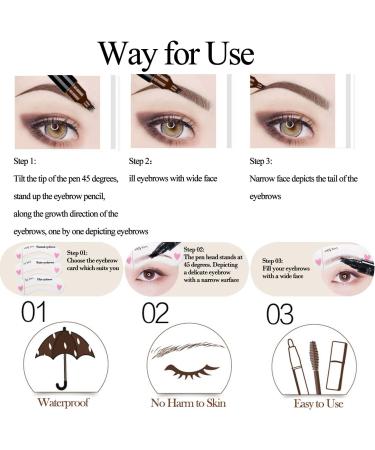 GCVSE Eyebrow Pencil Microblading Eyebrow Pencil with 4 Micro-Fork Tips Long-Lasting Brow Waterproof Smudgeproof Brow Pen - Easy Creation of Natural Looking Defined Eyebrows (Dark Brown) - Buy Online on GoSupps.com