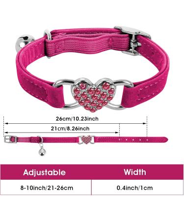 Shop Cobee Bling Heart Cat Neck Band with Bell | Adjustable Rhinestone Collar for Small Cats & Dogs (Rose Red) - International Shipping Available - Buy Online on GoSupps.com