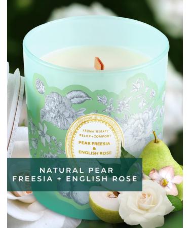 Pear Freesia & English Rose Scented Candle | Long Lasting Aromatherapy Candles | Natural Soy Wood Wick | Refreshing Home Fragrance for Women - Buy Online on GoSupps.com