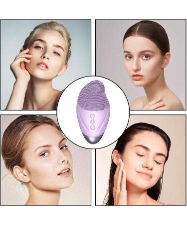 Cleansing Facial Brush | Soft Silicone Electric Exfoliator Rechargeable Waterproof Vibrating Simple Skin Care Tools for Deep Cleansing Exfoliation & Enhances Absorption Purple (English) - Buy Online on GoSupps.com