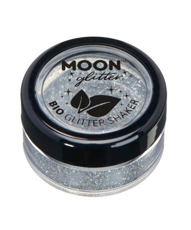 Biodegradable Eco Glitter Shakers by Moon Glitter - Silver - Cosmetic Bio Festival Makeup Glitter for Face Body Nails Hair Lips - 5g - Buy Online on GoSupps.com