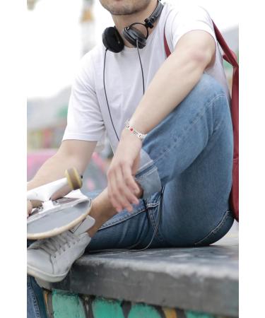 Men's Titanium Medical Grade Customizable Bracelet 22cm - Diabetic Type 2 - International Shipping Available - Buy Online on GoSupps.com