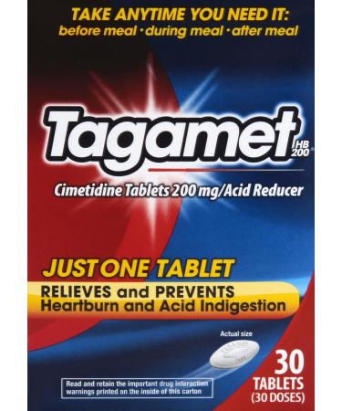Tagamet HB 200 Acid Reducer Tablets Cimetidine 200 mg 30 ct