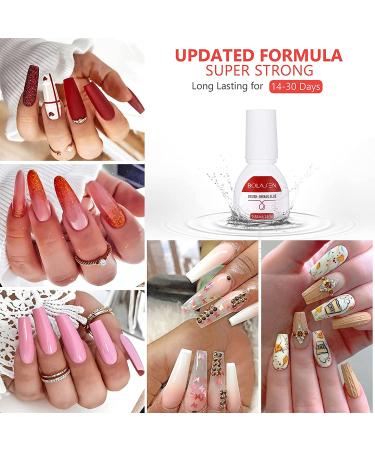 BOLASEN Super Strong Nail Glue for Fake Nails - 4 Bottles 15ml | Professional Long Lasting Acrylic Nail Glue | Quick Press On Glue for Broken Nails - 4pcs - Buy Online on GoSupps.com