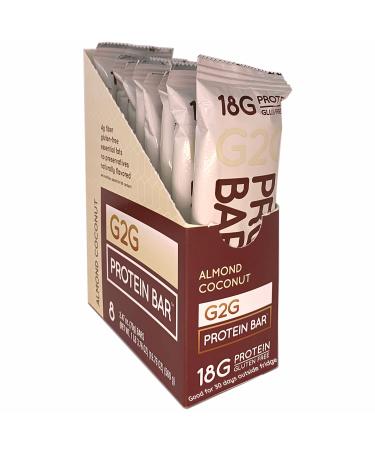 G2G Protein Bar, Almond Coconut, Real Food Ingredients, Refrigerated for Freshness, Healthy Snack, Delicious Meal Replacement, Gluten-Free, 8 Count (Pack of 8)