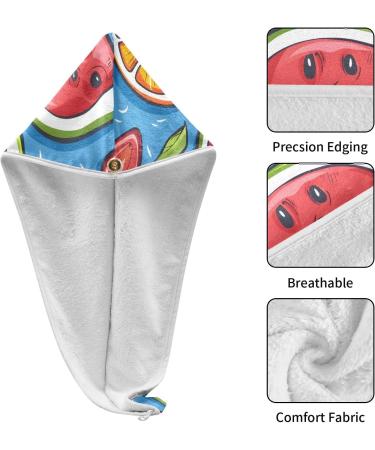 Watermelon Strawberry Orange Hair Towel 2 Pack | Super Absorbent Quick Dry Hair Turbans for Women & Girls - Buy Online on GoSupps.com