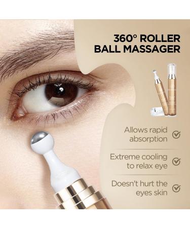 5% Caffeine Eye Cream with 360 Roller - Reduce Dark Circles Puffiness & Wrinkles | Hydrating Under Eye Serum - Buy Online on GoSupps.com