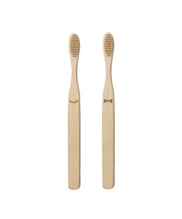 Kikkerland His & Hers Bamboo Toothbrush Set 2 Pieces