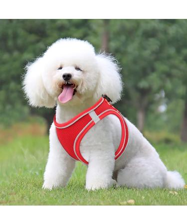Buy Heele Small Soft Dog Dishes & Air Mesh Adjustable Harness - Safe Control for Walking Running Training - Reflective Red XS - Buy Online on GoSupps.com