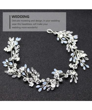Bridal Rhinestone Hair Pieces Flower Hairband Crystal Hair Vine Headpiece Wedding Hair Jewelry Decoration for Women Girl Lady (Silver) - Buy Online on GoSupps.com