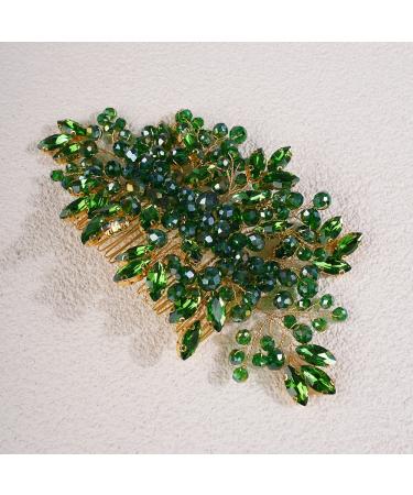 Jumwrit Rhinestone Wedding Hair Comb - Handmade Bridal Headpiece for Women - Green Wedding Hair Accessories - Buy Online on GoSupps.com