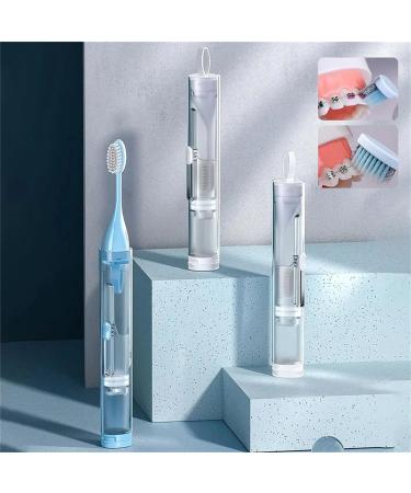 Portable 3-in-1 Travel Toothbrush with Case - Reusable Foldable Soft Bristles & Refillable Toothpaste Tube - Ideal for Travel - Buy Online on GoSupps.com