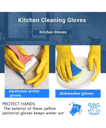 Kimefot 6 Pairs Dishwashing Gloves Rubber Gloves Yellow Flock Lined Heavy Duty Kitchen Gloves Medium - Buy Online on GoSupps.com