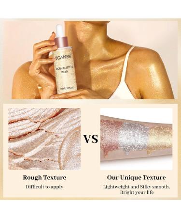UCANBE Rose Gold Face & Body Glitter Liquid Highlighter - Illuminating Dewy Drops with Brush 50ml Luminizer & Skin Shimmer Oil - Buy Online on GoSupps.com