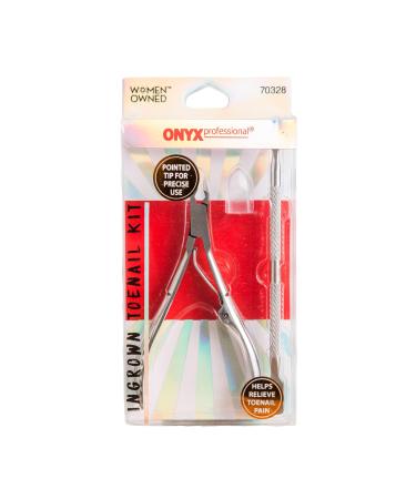 Onyx Professional Ingrown Toenail Kit with Toenail Clippers & Double-Ended Cuticle Pusher Durable Stainless Steel Easy to Use Ingrown Toenail Removal Kit 2 Piece At-Home Pedicure Tools