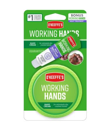 O'Keeffe's Working Hands Hand Cream, 3.4 Ounce Jar with Working Hands Night Treatment Hand Cream Sample