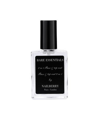 Nailberry Bare Essentials 2 in 1 Base and Top Coat 15 ml | Adhering Base Coat & High Shine Top Coat | Protects against Fading and Discolouration
