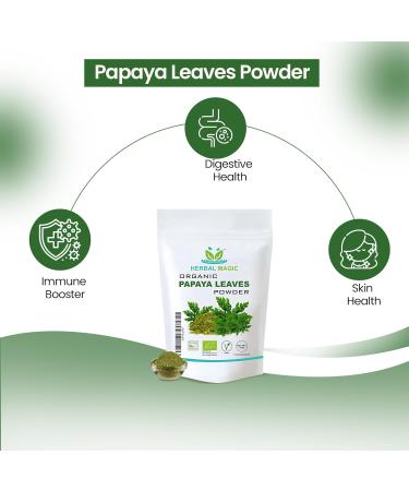 Herbal Magic's Organic Papaya Leaf Powder (Carica Papaya)-Green & Whole Leaves - Most Prized Herb in Ayurveda - Ideal for Smoothies Baking soups - Free from Fillers & Preservatives-500gms 100.00 g (Pack of 5) - Buy Online on GoSupps.com