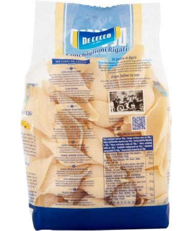  De Cecco CONCHIGLIONI RIGATI N 126 500GR - ITALIAN ARTISANAL PRODUCT - Buy Online on GoSupps.com