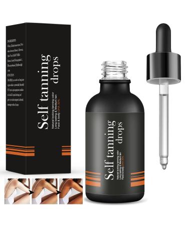 Gouttes autobronzantes(30ML) Visage Autobronzant S rum Bronzing Drops Natural pour Femmes et Hommes de Bronzage la Plupart des Types de Peau 30ml noir