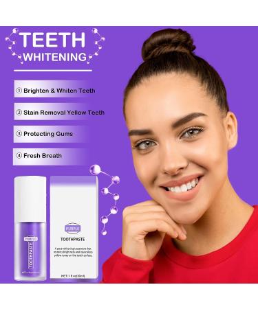 Purple Teeth Whitening Toothpaste for Sensitive Teeth - Intensive Stain Removal and Deep Cleansing - Buy Online on GoSupps.com