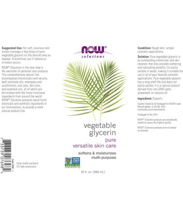 Now Foods Vegetable Glycerin 32 fl oz - Pure, Natural Moisturizer for Skin & Hair - Buy Online on GoSupps.com