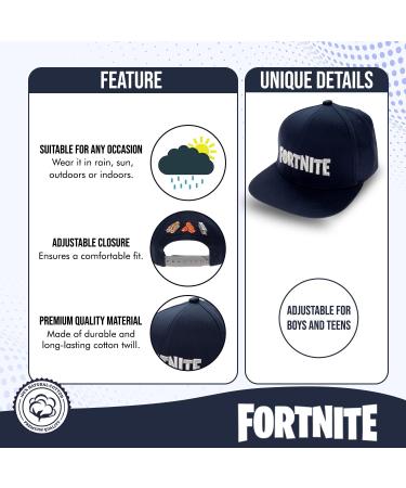 Boys FORTNITE Baseball Cap | Quality Navy Flatbrim Hat for Kids - Buy Online on GoSupps.com