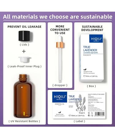 HIQILI Lavender Essential Oil 100ml - 100% Pure & Undiluted for Sleep, Aromatherapy, Skin Care, Hair Growth - Calming & Relaxing Formula - Pack of 1 - Buy Online on GoSupps.com