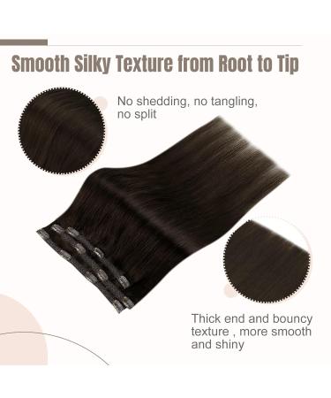 Fshine Clip In Hair Extensions - 30cm Dark Brown Human Hair - 3pcs Brazilian Extensions for Women | 50g Clip #2 - Buy Online on GoSupps.com