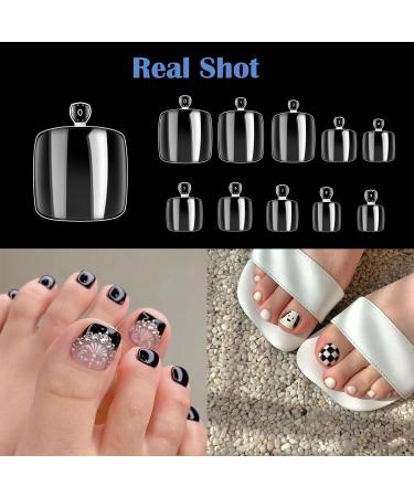 500 Transparent Artificial Toenails - Full Cover Acrylic Nail Tips for DIY Nail Art | 10 Sizes | Perfect for Women - Buy Online on GoSupps.com