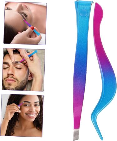 Mikinona 1 Set gradient eyebrow brush aldult tweezers for facial hair eyebrow trimming eyebrow trimming clip tool Fake eyelashes Eyelash curler double-end eyebrow tweezers - Buy Online on GoSupps.com