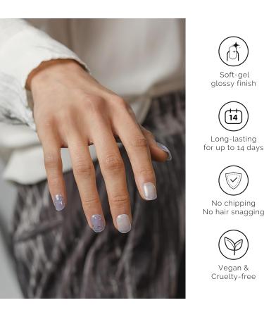 NAILOG Semi Cured Gel Nail Strips 34 pcs Salon-Quality Gel Nail Stickers Long Lasting Nail Wraps for Women with Soft Gel Finish Vintage Print & Silver Glitter (Snow Rain) - Buy Online on GoSupps.com