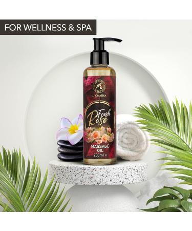 Massage Oil Rose 200ml | Relaxing Body Oil with Rose Wood Almond & Grape Seed | All Skin Types | Fragrant Relaxation - Buy Online on GoSupps.com