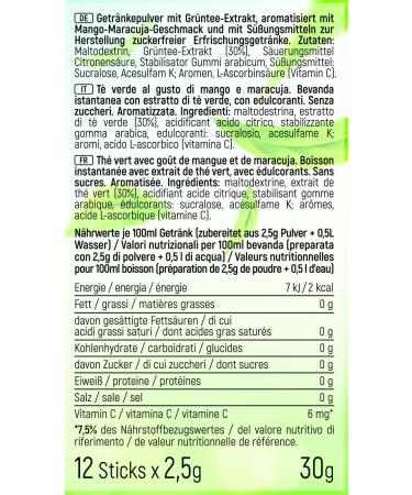 Intick Sugar-Free Instant Iced Tea - Mango & Maracuja | Vegan Green Tea Beverage Powder | Low Calorie | 12 Pack - Buy Online on GoSupps.com