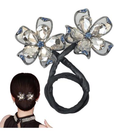 Flower Barrettes for Women | Cloth Alloy Flower Bud Shape Hair Clips Handmade Elastic Barrettes Hair Accessories for Stylish crystal - Buy Online on GoSupps.com