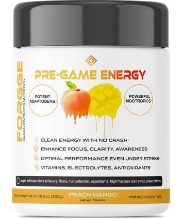 Forgge Focus Energy Drink Powder - Lion s Mane Alpha-GPC L-Theanine and Nootropics for Focus - Vitamins + Electrolytes - Natural Caffeine Sugar Free (Peach Mango)
