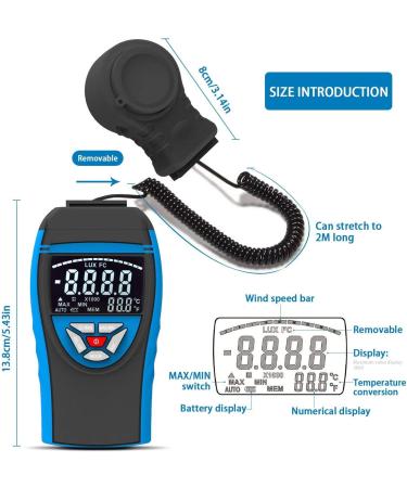 ANNMETER Light Illuminance Meter  Digital Luxmeter AN-8801C Measures 0-40 000Lux/ Footcandle with Separate Lumen Sensor  Lux/FC Lights Tester for Plant LED Office - Buy Online on GoSupps.com