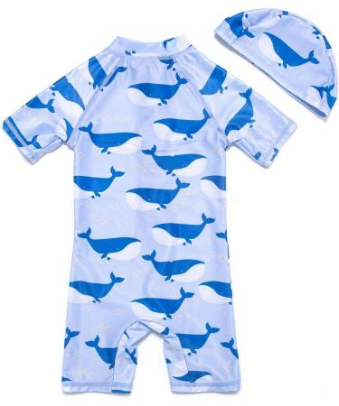 BONVERANO Baby Boy All-in-one Sunsuit/Swimsuit UPF 50+ with Cap, 12-18 Months - Whales Print - Buy Online on GoSupps.com