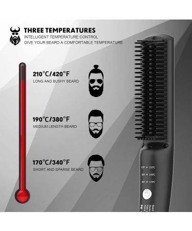 Vikicon Electric Beard Straightener for Men - Quick Heating Mini Brush Comb for Smooth Styling of Long & Short Beards - Ionic Hair Iron Black - Buy Online on GoSupps.com