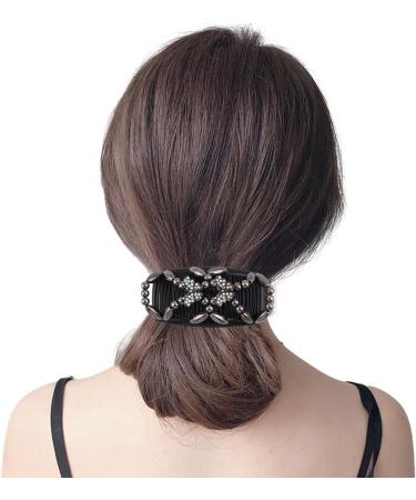4 Pcs Beaded Hair Combs Clips for Women - Butterfly & Flower Design | Elastic Magic Beads Hair Slides for Girls Hair Styling - Buy Online on GoSupps.com