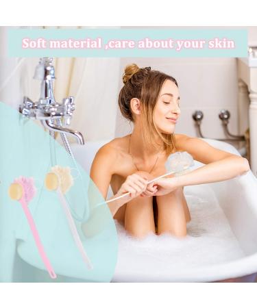 2-Pack Long Handle 2-in-1 Loofah Back Scrubber with Bristles and Sponge - Skin Exfoliating Bath Body Brush - Buy Online on GoSupps.com