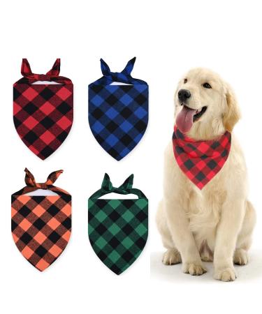 4 Set Classic checkered dog hollow made of cotton - Tsathoggua dogs triangle neckerchief - adjustable bandana triangle for dogs in different sizes - Buy Online on GoSupps.com