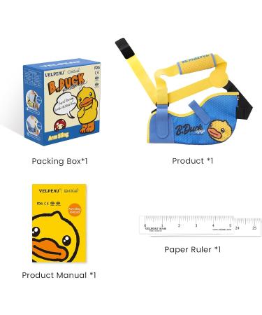 Velpeau Arm Sling for Kids - Breathable Shoulder Immobilizer with Waist Strap | Sponge Filled Support Brace (Right XS: 22.5 -26 ) - Duck Print Design - Buy Online on GoSupps.com