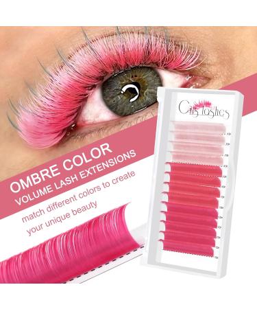 Buy Cris lashes Pink Self-Fan Eyelash Extensions | Ombr Pink 0.07 D Curl 13mm Colored Silk Lashes | International Shipping - Buy Online on GoSupps.com