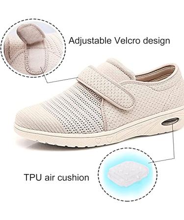 QDCZDQ Women's Edema Diabetic Walking Shoes - Adjustable Extra Wide Widths for Swollen Feet & Plantar Fasciitis - Grey - Size 6 US - Buy Online on GoSupps.com