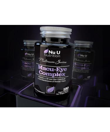 Macu Eye Supplement 120 Vegan Capsules - 4 Month Supply with Lutein, Zeaxanthin, Bilberry & Vitamins A, B2, E - Zinc for Vision - UK Made - Buy Online on GoSupps.com