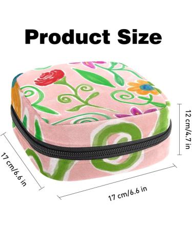 Shop Colorful Menstruation Pad Bag with Zipper - Stylish Tampon & Napkin Bags for Women & Girls | Flower Art Design - Buy Online on GoSupps.com
