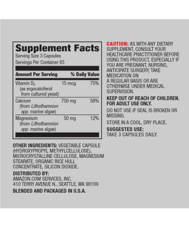 Amazon Elements Calcium Complex + Vitamin D Vegan Capsules | B Complex High Potency Whole Food Cultured | 2 Month Supply - Buy Online on GoSupps.com